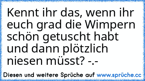 Kennt ihr das, wenn ihr euch grad die Wimpern schön getuscht habt und dann plötzlich niesen müsst? -.-