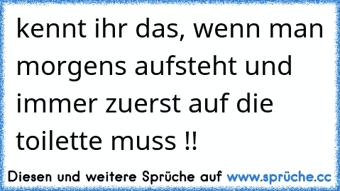 kennt ihr das, wenn man morgens aufsteht und immer zuerst auf die toilette muss !!