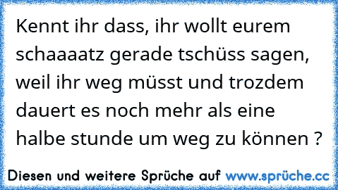 Kennt ihr dass, ihr wollt eurem schaaaatz gerade tschüss sagen, weil ihr weg müsst und trozdem dauert es noch mehr als eine halbe stunde um weg zu können ? ♥