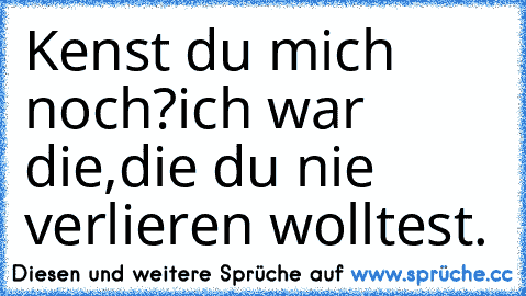 Kenst du mich noch?ich war die,die du nie verlieren wolltest.