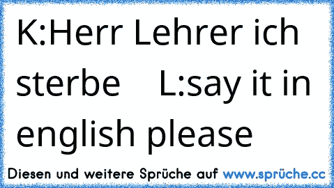 K:Herr Lehrer ich sterbe    L:say it in english please