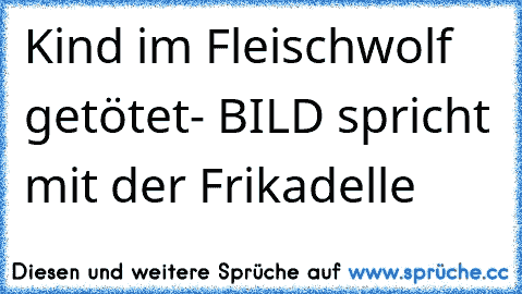 Kind im Fleischwolf getötet- BILD spricht mit der Frikadelle