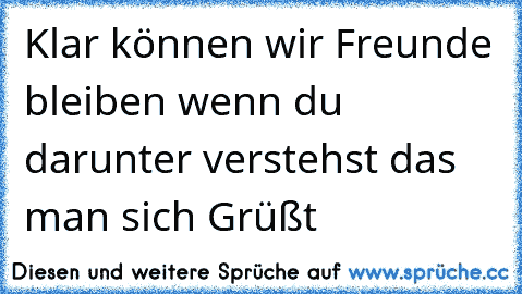 Klar können wir Freunde bleiben wenn du darunter verstehst das man sich Grüßt