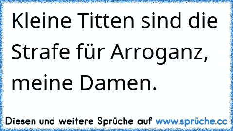 Kleine Titten sind die Strafe für Arroganz, meine Damen.