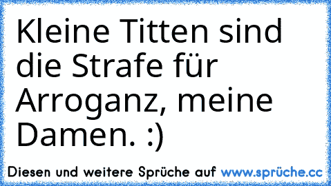 Kleine Titten sind die Strafe für Arroganz, meine Damen. :)