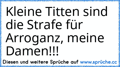 Kleine Titten sind die Strafe für Arroganz, meine Damen!!!