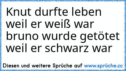 Knut durfte leben weil er weiß war bruno wurde getötet weil er schwarz war