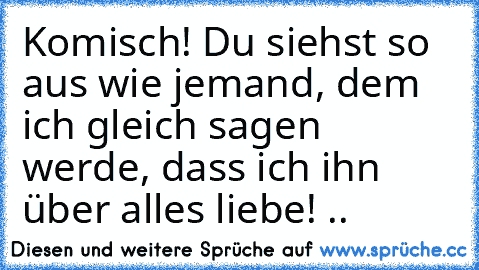 Komisch! Du siehst so aus wie jemand, dem ich gleich sagen werde, dass ich ihn über alles liebe! .♥.