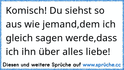 Komisch! Du siehst so aus wie jemand,
dem ich gleich sagen werde,
dass ich ihn über alles liebe!
♥