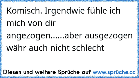 Komisch. Irgendwie fühle ich mich von dir angezogen......aber ausgezogen währ auch nicht schlecht