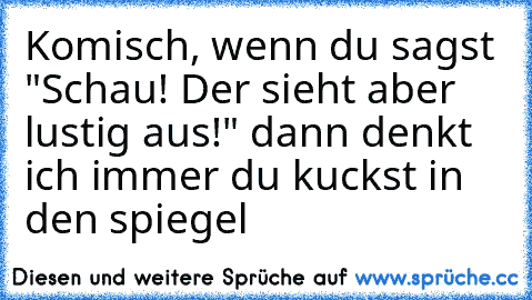 Komisch, wenn du sagst "Schau! Der sieht aber lustig aus!" dann denkt ich immer du kuckst in den spiegel