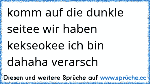 komm auf die dunkle seitee wir haben kekse
okee ich bin da
haha verarsch