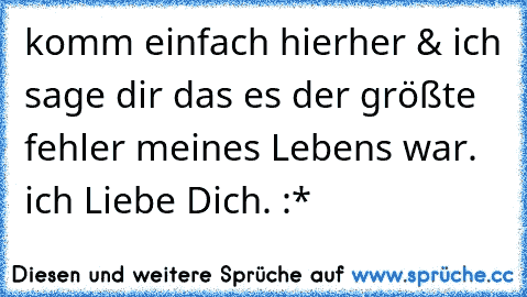 komm einfach hierher & ich sage dir das es der größte fehler meines Lebens war.♥ ich Liebe Dich. :*