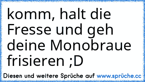 komm, halt die Fresse und geh deine Monobraue frisieren ;D