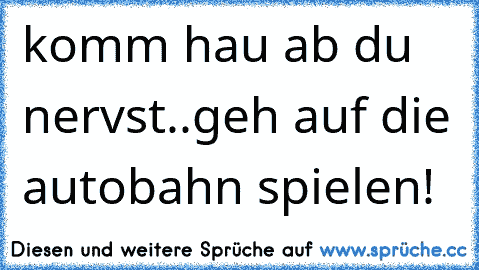 komm hau ab du nervst..geh auf die autobahn spielen!