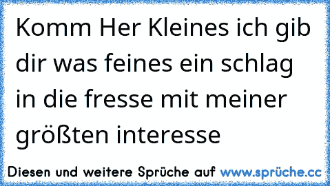 Komm Her Kleines ich gib dir was feines ein schlag in die fresse mit meiner größten interesse