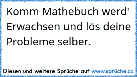 Komm Mathebuch werd' Erwachsen und lös deine Probleme selber.