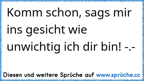 Komm schon, sags mir ins gesicht wie unwichtig ich dir bin! -.-