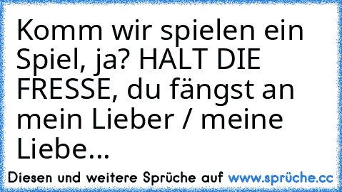 Komm wir spielen ein Spiel, ja? HALT DIE FRESSE, du fängst an mein Lieber / meine Liebe...