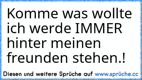 Komme was wollte ich werde IMMER hinter meinen freunden stehen.!