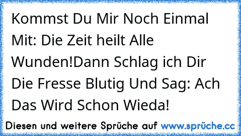 Kommst Du Mir Noch Einmal Mit: Die Zeit heilt Alle Wunden!
Dann Schlag ich Dir Die Fresse Blutig Und Sag: Ach Das Wird Schon Wieda!