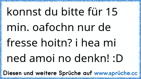 konnst du bitte für 15 min. oafochn nur de fresse hoitn? i hea mi ned amoi no denkn! :D  ☆ ☆ ♫