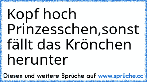 Kopf hoch Prinzesschen,
sonst fällt das Krönchen herunter ♥ ♥ ♥