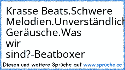 Krasse Beats.
Schwere Melodien.
Unverständliche Geräusche.
Was wir sind?
-Beatboxer ♥