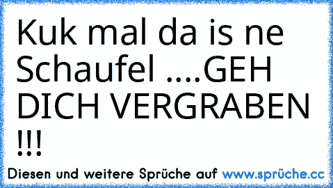 Kuk mal da is ne Schaufel ....
GEH DICH VERGRABEN !!!