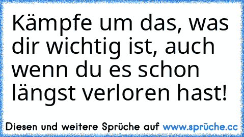 Kämpfe um das, was dir wichtig ist, auch wenn du es schon längst verloren hast! ♥