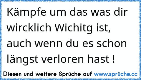 Kämpfe um das was dir wircklich Wichitg ist, auch wenn du es schon längst verloren hast !