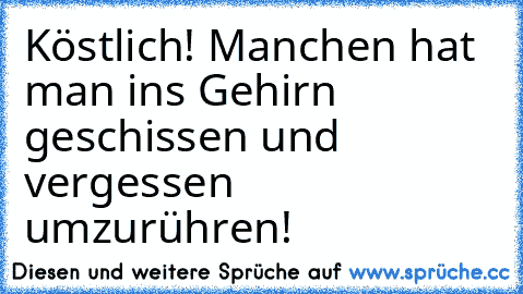 Köstlich! Manchen hat man ins Gehirn geschissen und vergessen umzurühren!