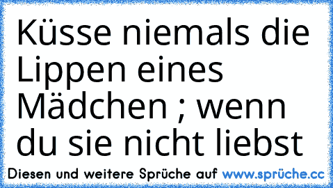 Küsse niemals die Lippen eines Mädchen ; wenn du sie nicht liebst ♥