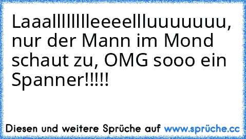 Laaalllllllleeeellluuuuuuu, nur der Mann im Mond schaut zu, OMG sooo ein Spanner!!!!!