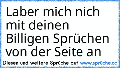 Laber mich nich  mit deinen Billigen Sprüchen von der Seite an