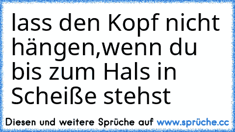 lass den Kopf nicht hängen,
wenn du bis zum Hals in Scheiße stehst