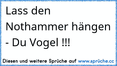 Lass den Nothammer hängen - Du Vogel !!!  ☆ ☆ ☆ ☆ ☆ ☆ ☆