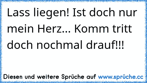 Lass liegen! Ist doch nur mein Herz... Komm tritt doch nochmal drauf!!!