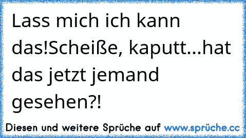 Lass mich ich kann das!
Scheiße, kaputt...
hat das jetzt jemand gesehen?!