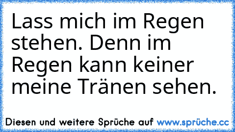 Lass mich im Regen stehen. Denn im Regen kann keiner meine Tränen sehen. ♥