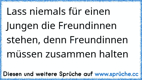 Lass niemals für einen Jungen die Freundinnen stehen, denn Freundinnen müssen zusammen halten ♥