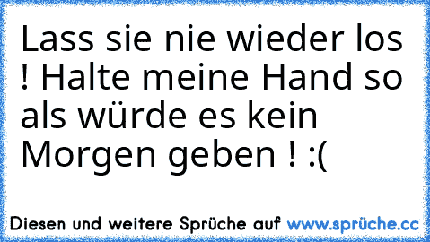 Lass sie nie wieder los ! Halte meine Hand so als würde es kein Morgen geben ! :(