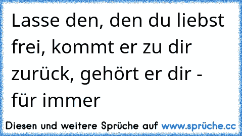 Lasse den, den du liebst frei, kommt er zu dir zurück, gehört er dir - für immer