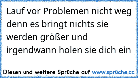 Lauf vor Problemen nicht weg denn es bringt nichts sie werden größer und irgendwann holen sie dich ein