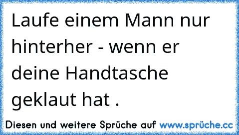 Laufe einem Mann nur hinterher - wenn er deine Handtasche geklaut hat .