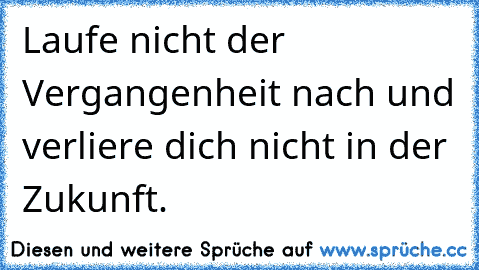 Laufe nicht der Vergangenheit nach und verliere dich nicht in der Zukunft.