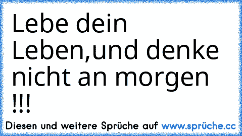 Lebe dein Leben,
und denke nicht an morgen !!! ♥