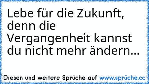 Lebe für die Zukunft, denn die Vergangenheit kannst du nicht mehr ändern...