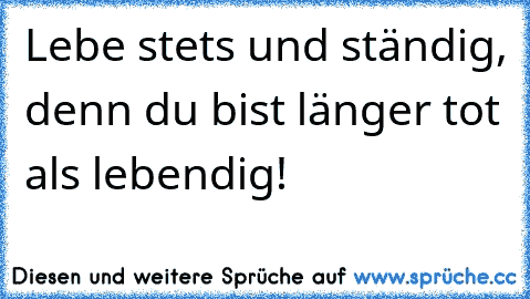 Lebe stets und ständig, denn du bist länger tot als lebendig!