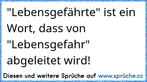 "Lebensgefährte" ist ein Wort, dass von "Lebensgefahr" abgeleitet wird!